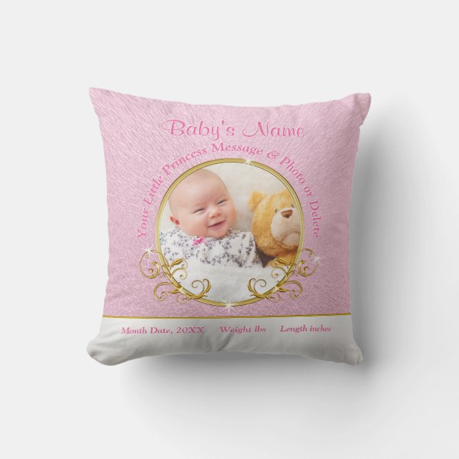 Personalisierte Babygeschenke mit Geburtsinformati Kissen (Vorderseite)