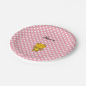Personalisierte Babygiraffe Pink Polka Punkte Pappteller (Schrägansicht)