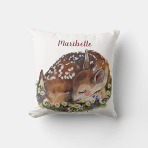 Personalisierte Babyhirsch-Mädchen Kissen