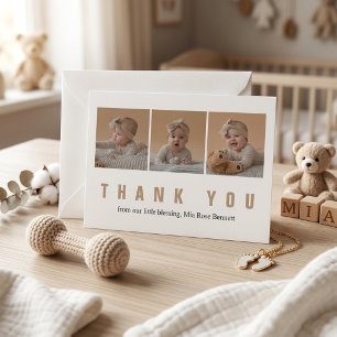 Personalisierte Babyparty-Dankeskkarte mit Foto Feiertagskarte