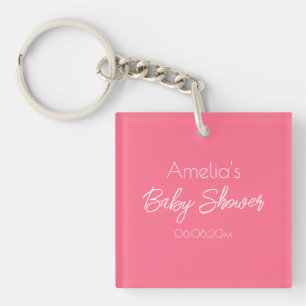 Personalisierte Babyparty für Mädchen in Rosa Schlüsselanhänger