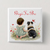 Personalisierte Babyparty | Gigi wird kommen Button (Vorderseite)