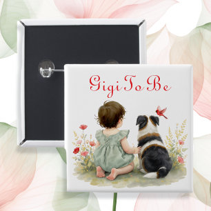 Personalisierte Babyparty Gigi wird kommen Button