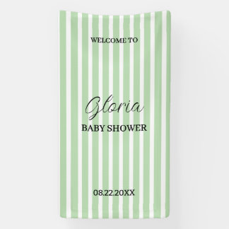 Personalisierte Babyparty Grün gestreifte Feier Banner