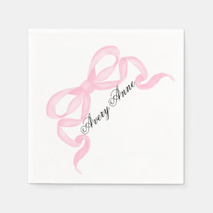 Personalisierte Babyparty-Serviette rosa Schleife Serviette