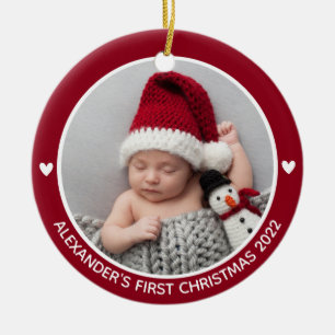 Personalisierte Babys Erstes Weihnachtsjahr Foto J Keramik Ornament