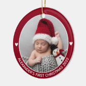 Personalisierte Babys Erstes Weihnachtsjahr Foto J Keramik Ornament (Links)