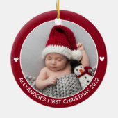 Personalisierte Babys Erstes Weihnachtsjahr Foto J Keramik Ornament (Hinten)