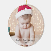 Personalisierte Babys Erstes Weihnachtsjahr Foto J Keramik Ornament (Links)