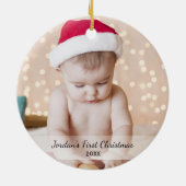 Personalisierte Babys Erstes Weihnachtsjahr Foto J Keramik Ornament (Hinten)
