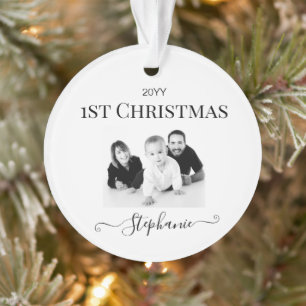 Personalisierte Babys Jahr des Fotos mit Vorweihna Ornament