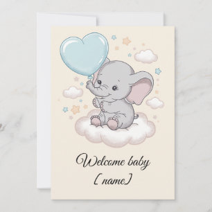 Personalisierte Babyshower-Grußkarte Süßer Elefant Karte