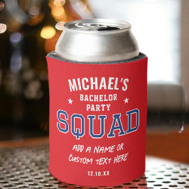 Personalisierte Bachelor Party Squad Red Navy Dosenkühler