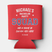 Personalisierte Bachelor Party Squad Red Navy Dosenkühler (Rückseite)