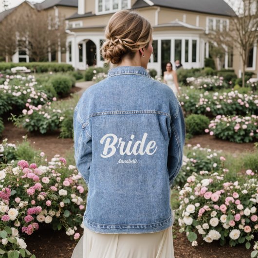 Personalisierte Bachelorette-Braut, Teambride Jeansjacke (Hochzeit Rückseite)