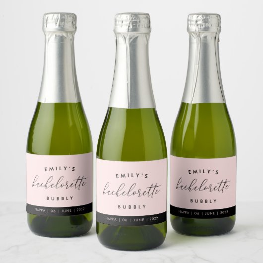 Personalisierte Bachelorette Bubbly Mini Champs Schaumweinetikett (Flaschen)