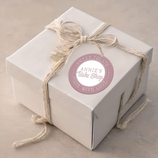 Personalisierte Bäckerei Aufkleber Rosa aus Liebe