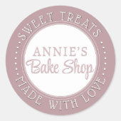 Personalisierte Bäckerei Aufkleber Rosa aus Liebe (Vorderseite)