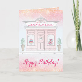 Personalisierte Bäckerei Happy Birthday Pink Glitz Karte