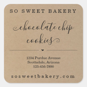 Personalisierte Bäckerei Lebensmittelaufkleber Kra Quadratischer Aufkleber
