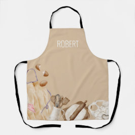 Personalisierte Backwerkzeuge, Khaki, Weiß, Blau Schürze