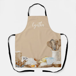 Personalisierte Backwerkzeuge, Khaki, Weiß, Blau Schürze