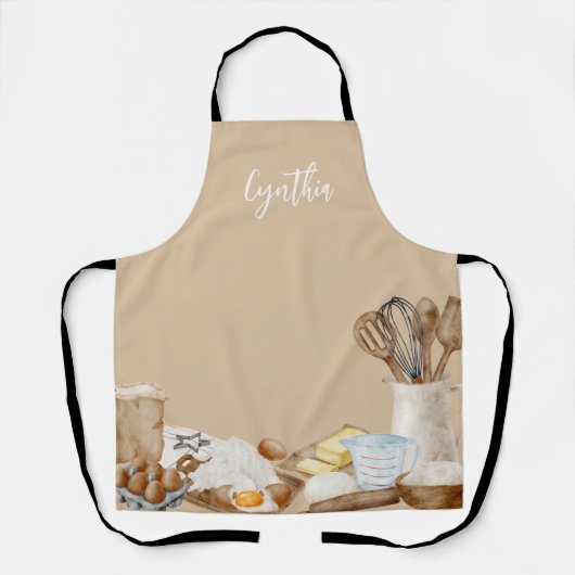 Personalisierte Backwerkzeuge, Khaki, Weiß, Blau Schürze (Vorderseite)
