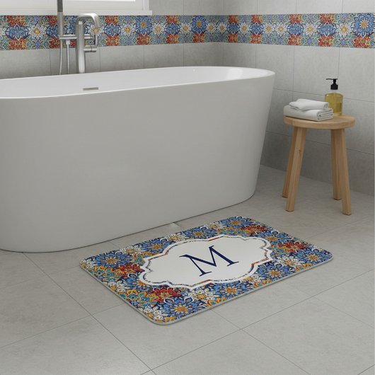 personalisierte Badematte aus leuchtendem Mandala