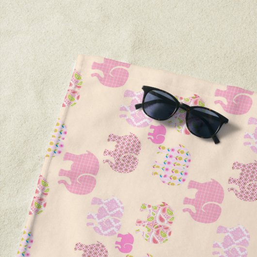 Personalisierte Badetücher Baby Girl Elefanten Pin Strandtuch (Beispiel)