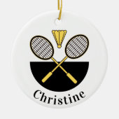 Personalisierte Badminton Rackets & Bird Yellow Bl Keramik Ornament (Vorne)