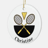 Personalisierte Badminton Rackets & Bird Yellow Bl Keramik Ornament (Links)