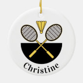 Personalisierte Badminton Rackets & Bird Yellow Bl Keramik Ornament (Hinten)