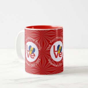 Personalisierte Bajan-Rot-LOVE-Flagge Zweifarbige Tasse