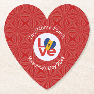 Personalisierte Bajan-Rote-LOVE-Flagge Untersetzer