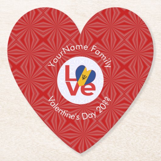 Personalisierte Bajan-Rote-LOVE-Flagge Untersetzer (Vorderseite)