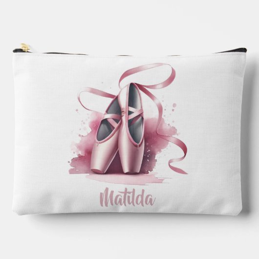 Personalisierte Ballerina Ballettschuhe Makeup Bag Zubehörtasche (Vorderseite)