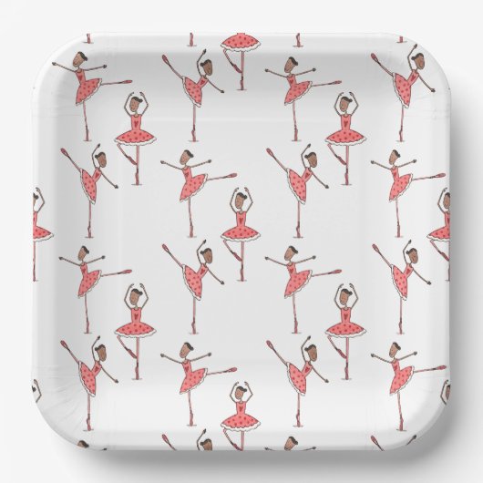 Personalisierte Ballerina Balletttänzerin Pappteller (Vorderseite)