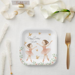 Personalisierte Ballerina Geburtstagsparty-Papierp Pappteller