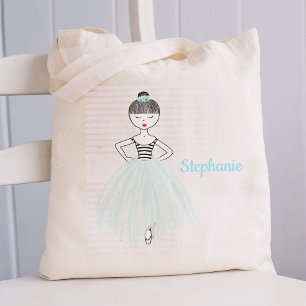Personalisierte Ballerina in der Blue Tote Tasche
