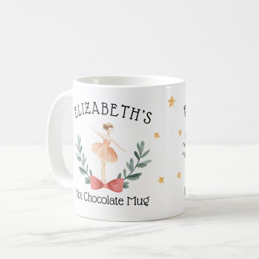 Personalisierte Ballerina Nutcracker Hot Kakao-Tas Kaffeetasse (Vorderseite Links)