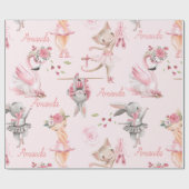 Personalisierte Ballerina Pink Tiere Geschenkpapier (Flach)