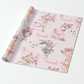 Personalisierte Ballerina Pink Tiere Geschenkpapier (Ungerollt)