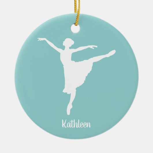 Personalisierte Ballerina-Silhouette Keramik Ornament (Vorne)