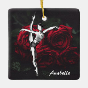 Personalisierte Ballerina und Rose Ballett Weihnac Keramikornament
