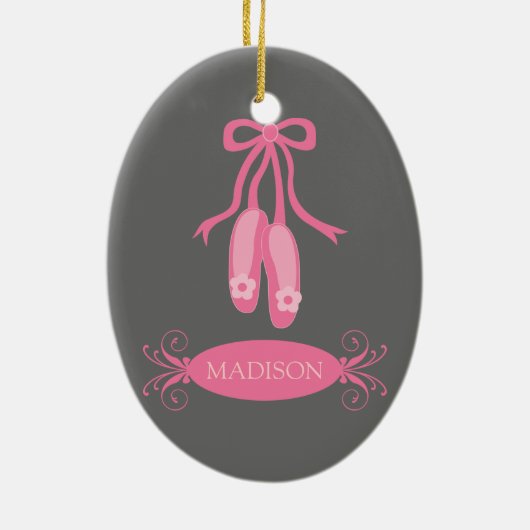Personalisierte Ballerina-Weihnachtsverzierung Keramikornament (Hinten)