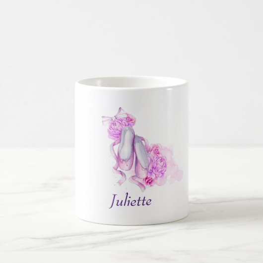 Personalisierte Ballet Schuhe mit rosa Wasserfarbe Kaffeetasse (Mittel)