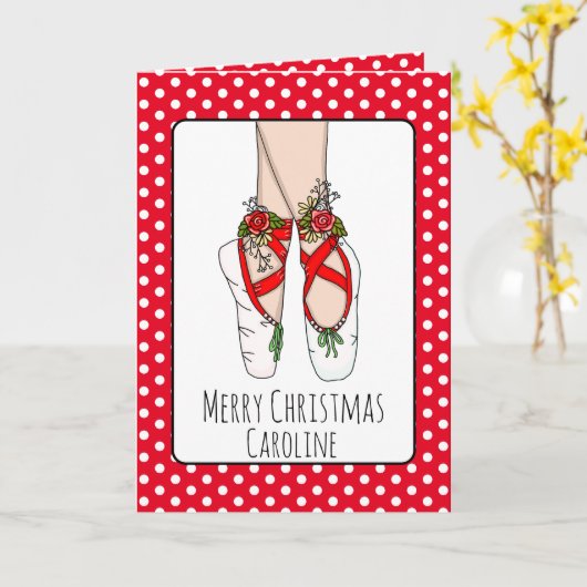 Personalisierte Ballet Slipper Weihnachtskarte Karte (Gelbe Blume)
