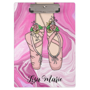 Personalisierte Ballet Slippers Rosa und Weiß Marm Klemmbrett