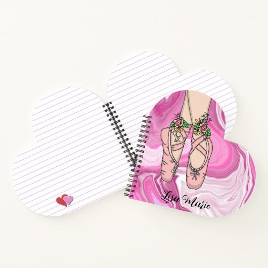 Personalisierte Ballet Slippers Rosa und Weiß Marm Notizblock (Innenseite)