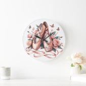 Personalisierte Ballet Slippers & Rose Wall Clock Große Wanduhr (Zuhause)